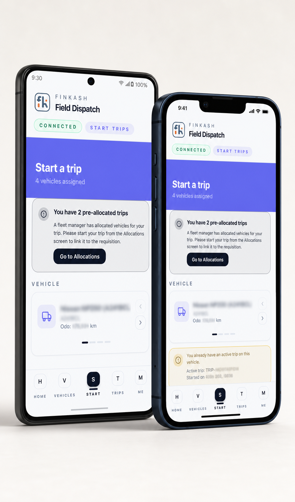 Finkash Field Dispatch mobile app on modern mobile devices