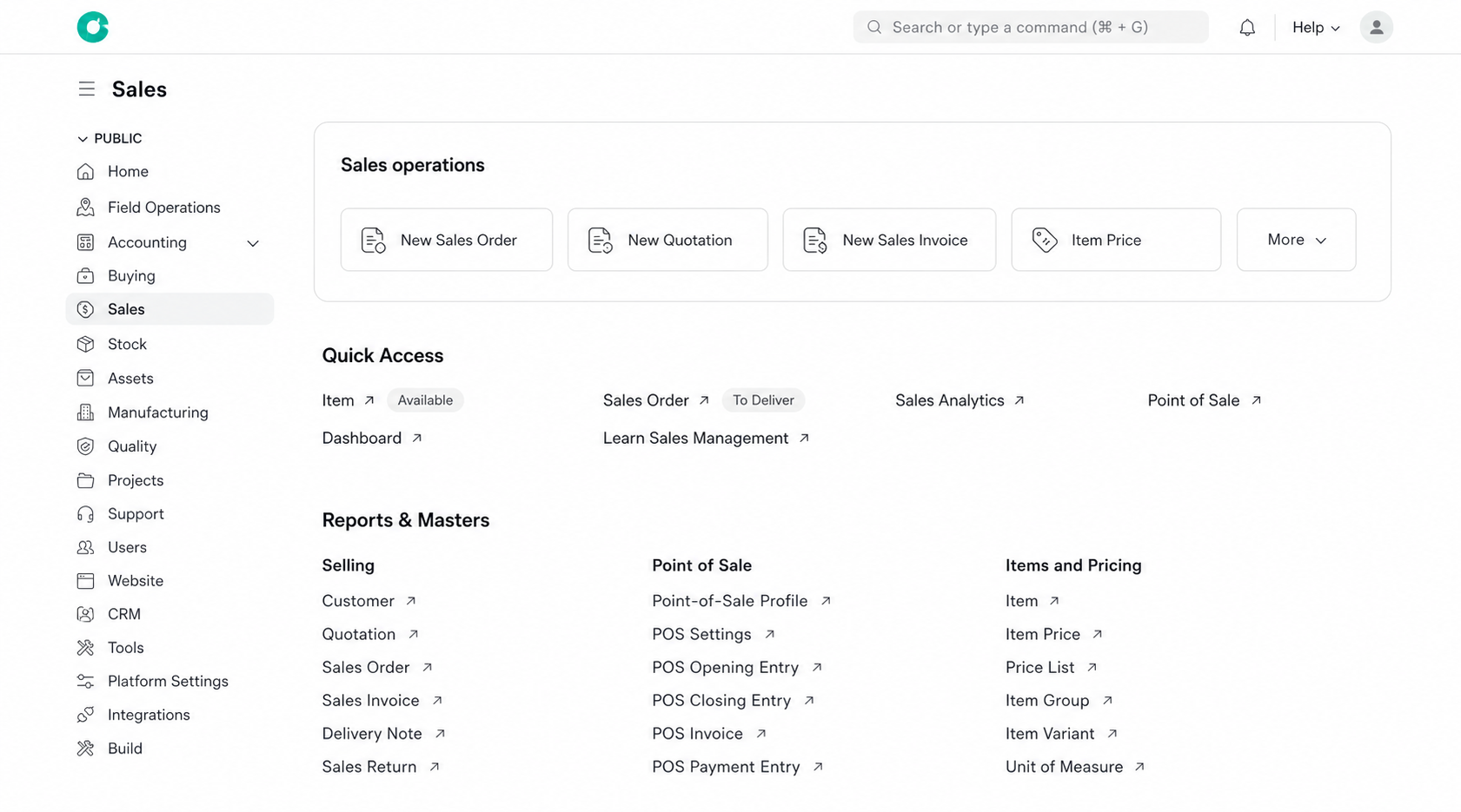 Sales workspace workspace