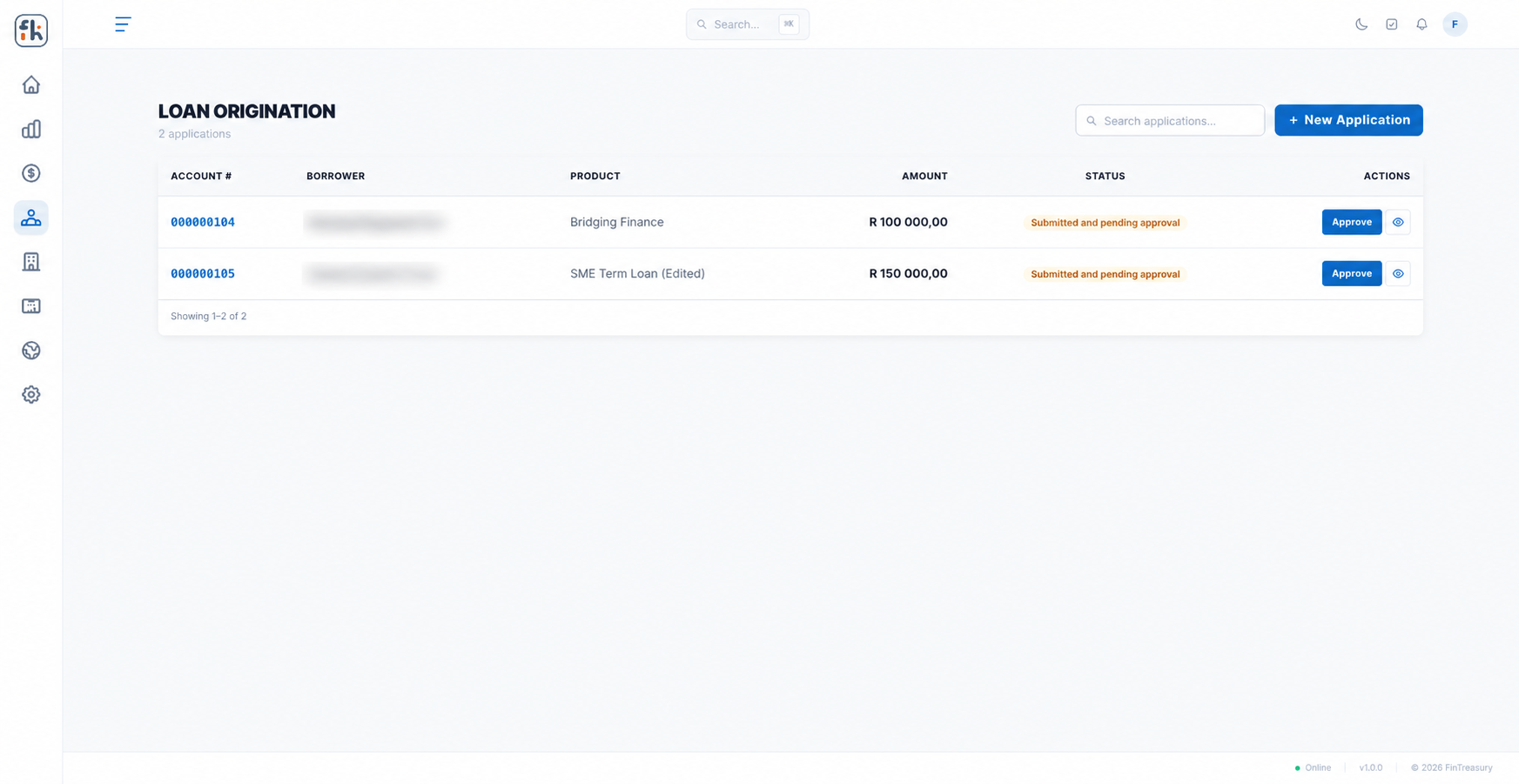 Loan origination workspace